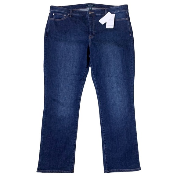 Lauren Ralph Lauren's NWT Straight Curvy Super Stretch Jeans Distressed 18x30 - Picture 2 of 14